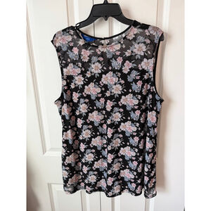 APT. 9 Floral Mesh Tank Top Plus Size XXL Black Pink